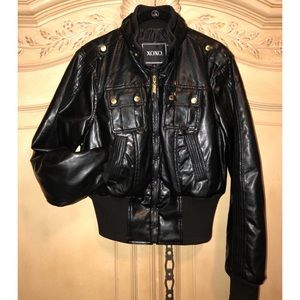Faux Leather Bomber Jacket